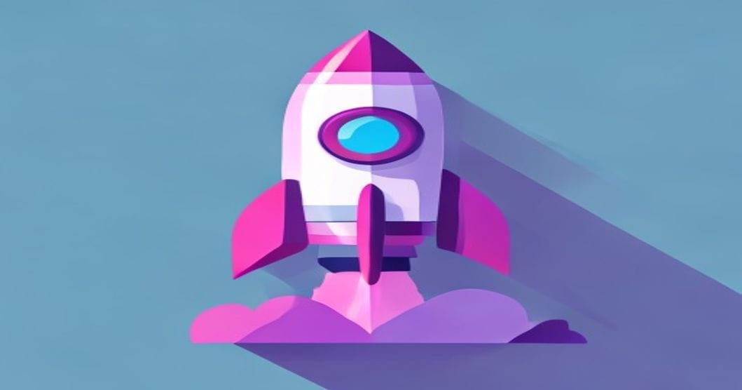 Créer app web IA 2026 icône fusée engrenage abstract violet teal
