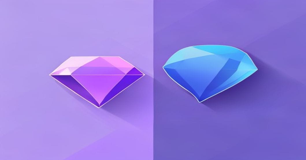Comparatif Gemini diamant vs ChatGPT icônes abstract violet bleu