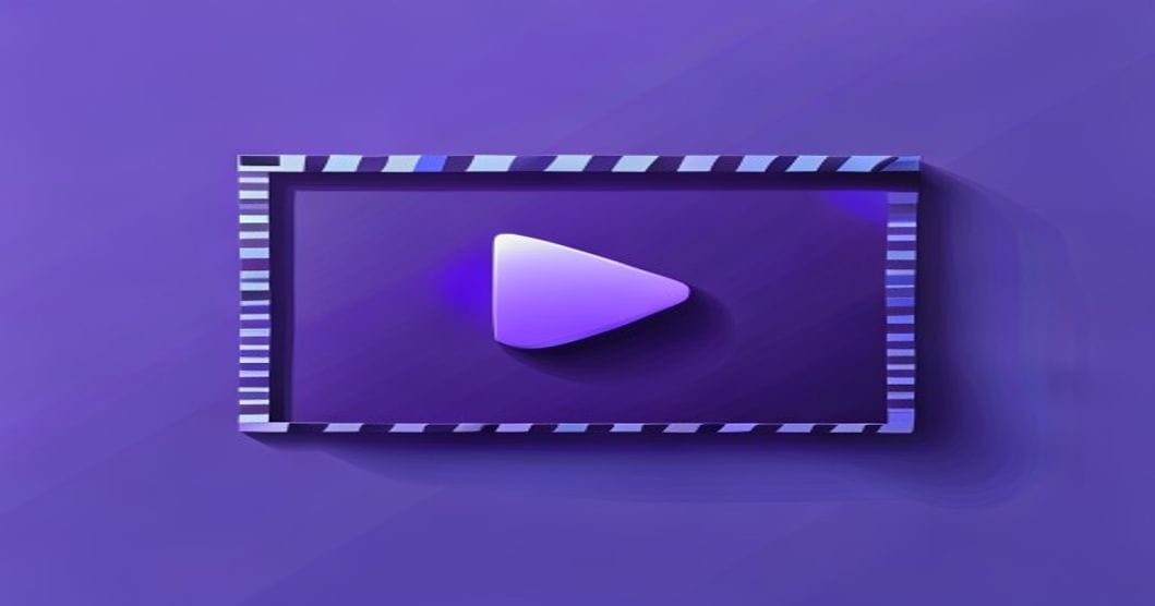 Meilleurs outils IA création vidéo 2026 bouton lecture pellicule abstract violet bleu