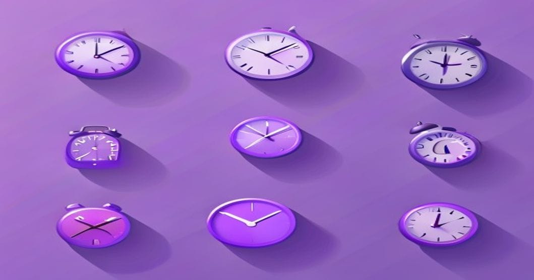 8 outils IA productivité 2026 icônes horloge calendrier tâches abstract violet