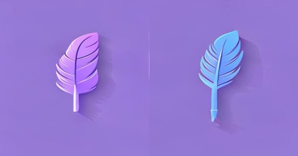Comparatif Jasper AI plume vs Copy.ai baguette icônes abstract violet bleu