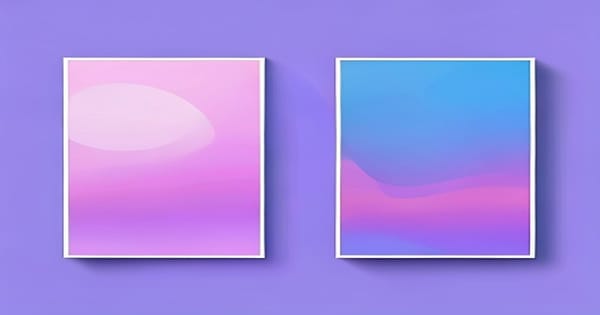 Comparatif Midjourney vs DALL-E 3 deux toiles abstract flat design violet bleu